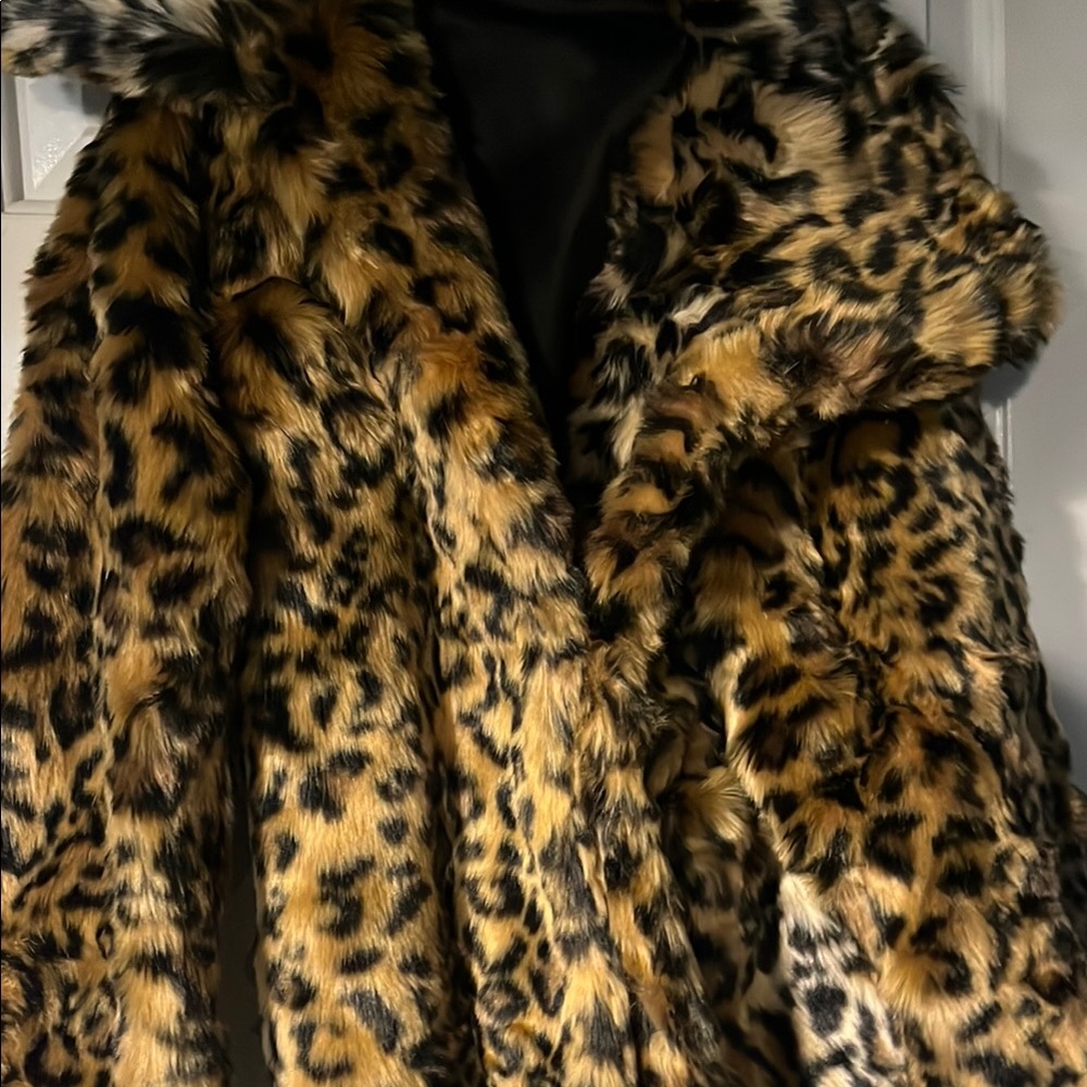 Leopard Print Faux Fur Coat